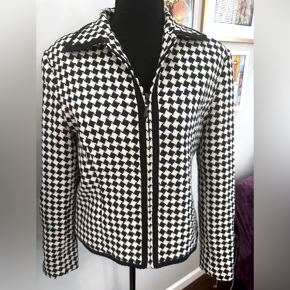 Giancarlo Ferrari Houndstooth Full Zip Jacket 🖤🤍